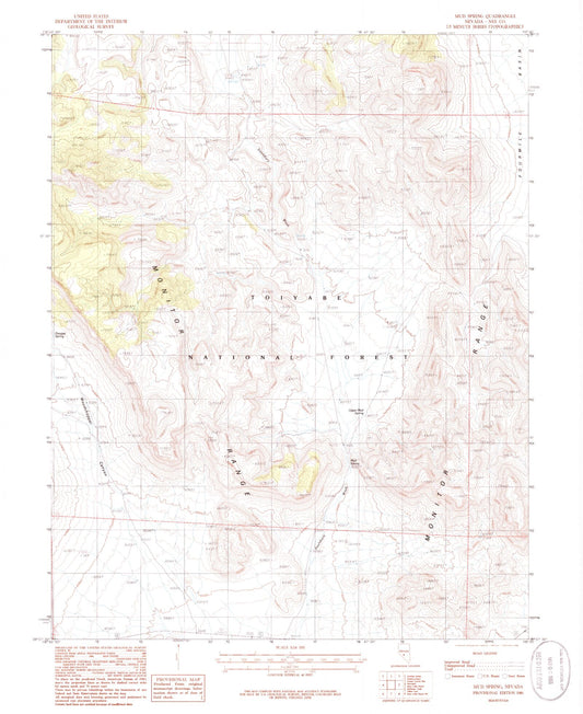 Classic USGS Mud Spring Nevada 7.5'x7.5' Topo Map Image