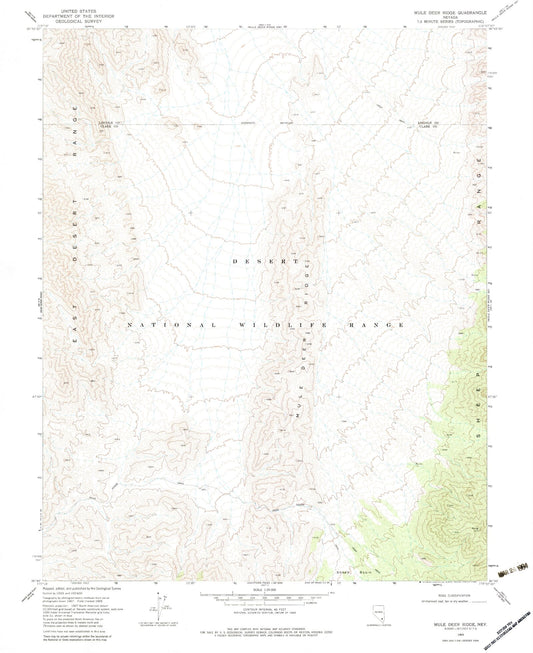Classic USGS Mule Deer Ridge Nevada 7.5'x7.5' Topo Map Image