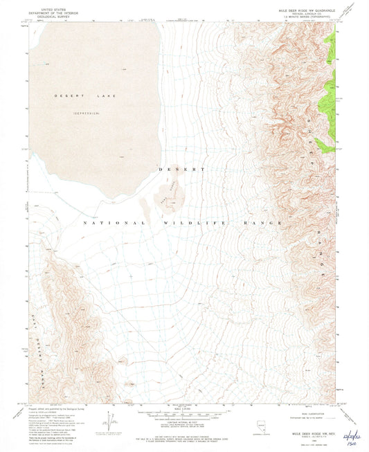 Classic USGS Mule Deer Ridge NW Nevada 7.5'x7.5' Topo Map Image