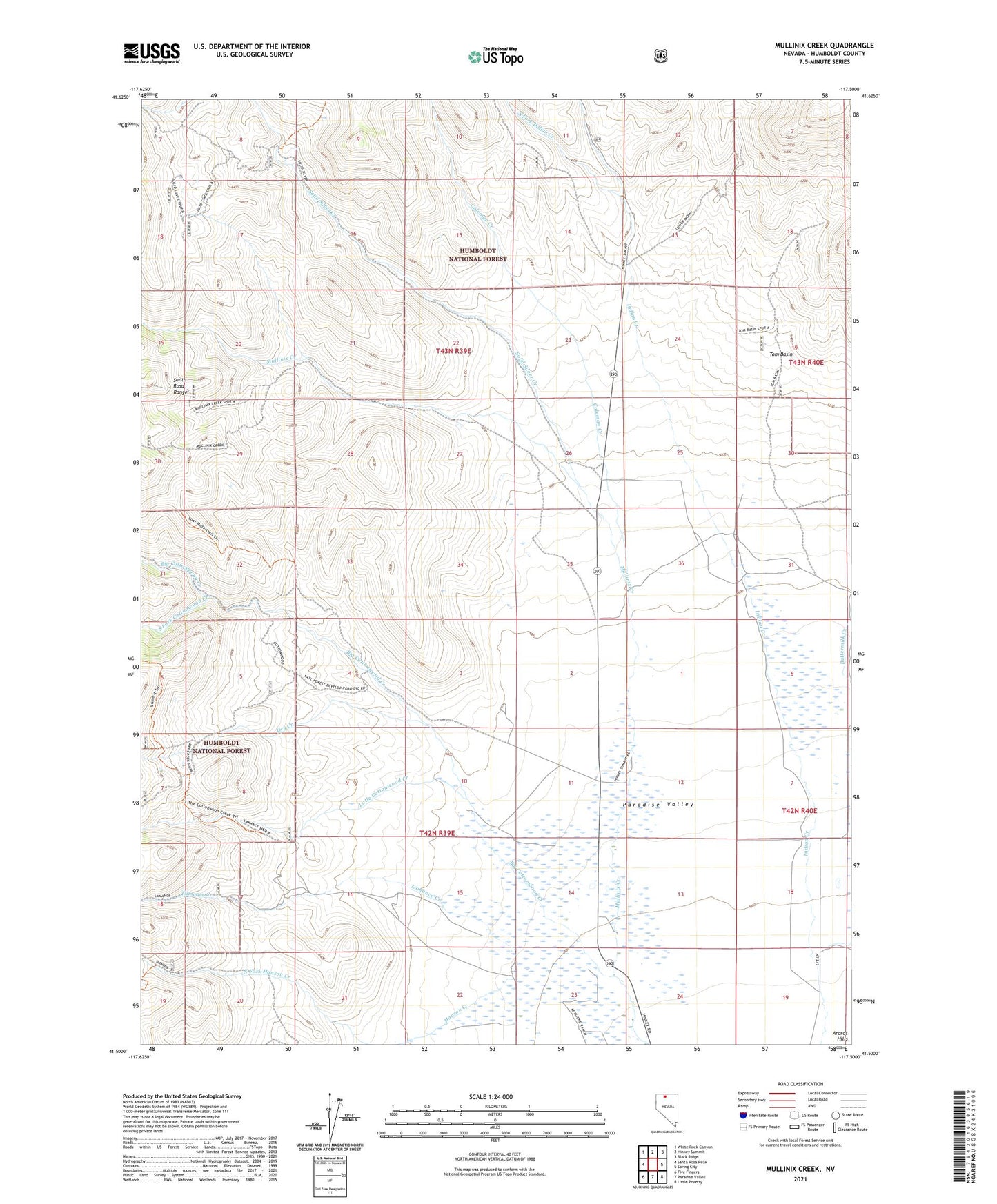 Mullinix Creek Nevada US Topo Map Image