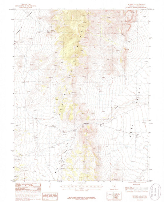 Classic USGS Murphy Gap Nevada 7.5'x7.5' Topo Map Image