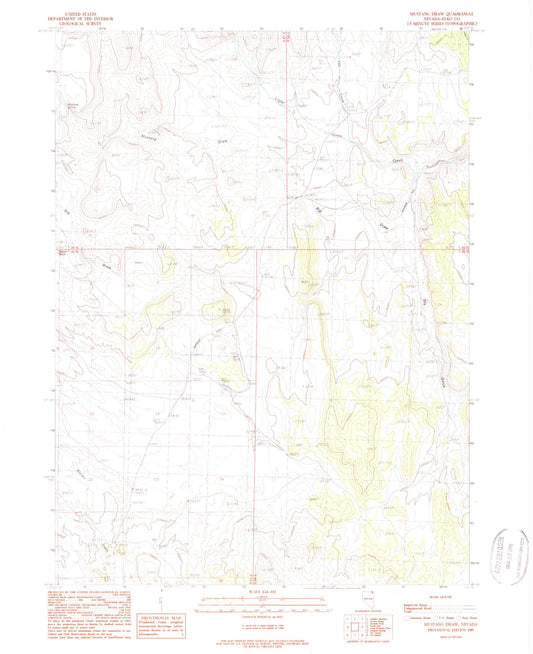Classic USGS Mustang Draw Nevada 7.5'x7.5' Topo Map Image