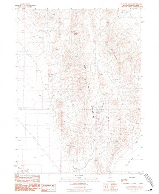 Classic USGS Mustang Spring Nevada 7.5'x7.5' Topo Map Image