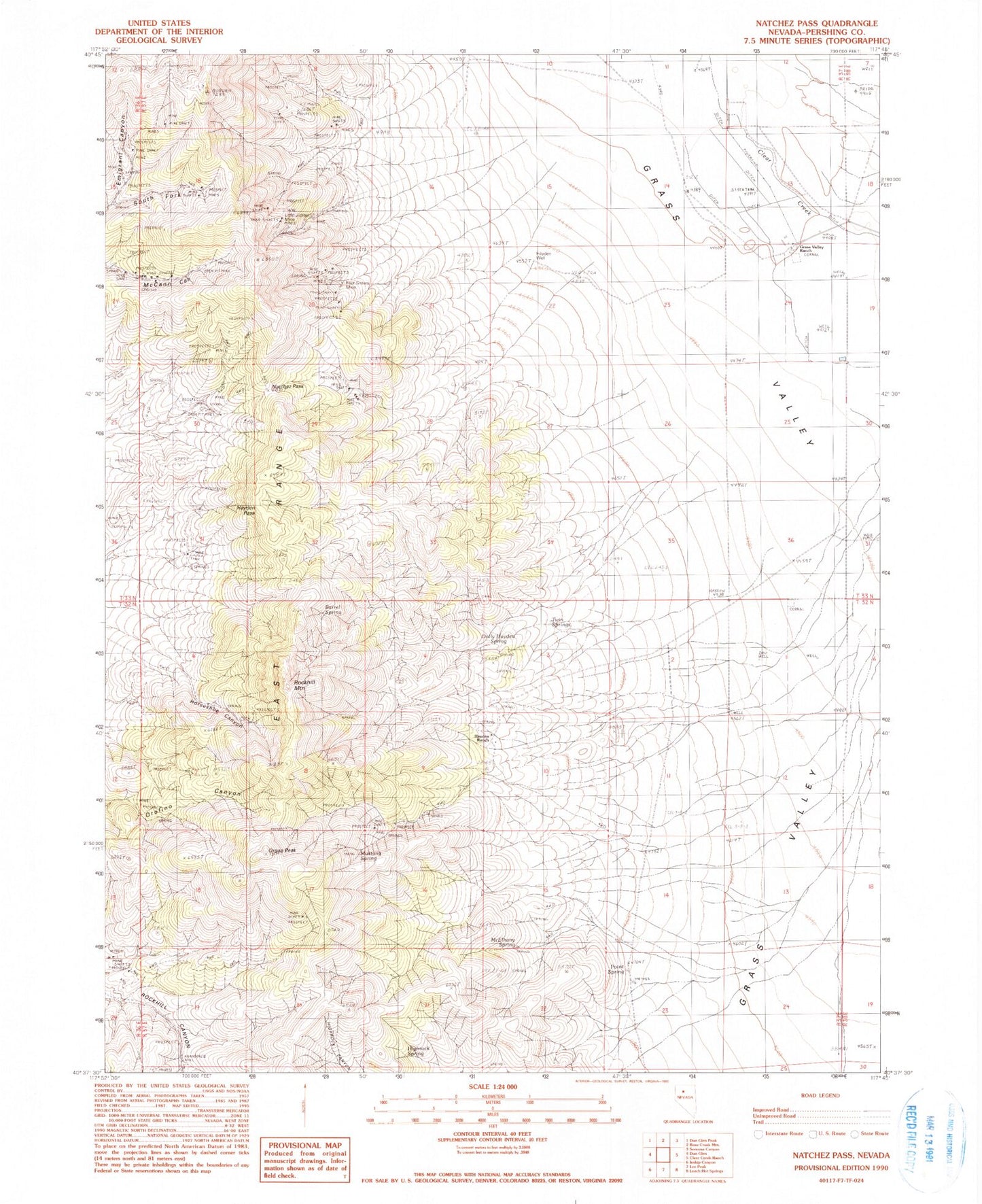 Classic USGS Natchez Pass Nevada 7.5'x7.5' Topo Map Image