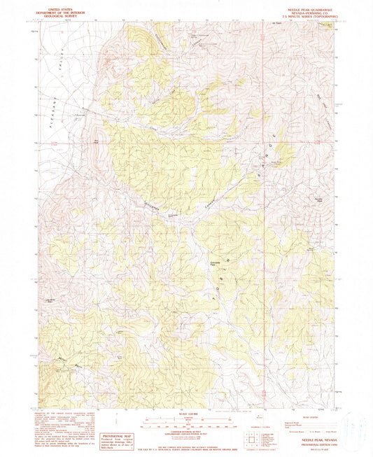 Classic USGS Needle Peak Nevada 7.5'x7.5' Topo Map Image