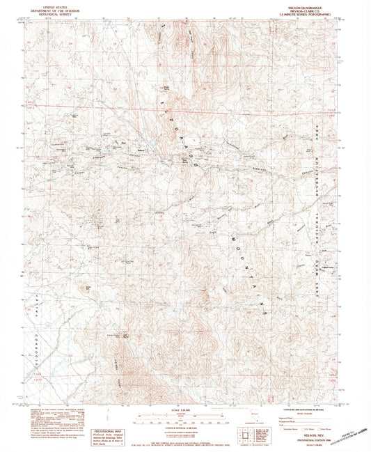 Classic USGS Nelson Nevada 7.5'x7.5' Topo Map Image