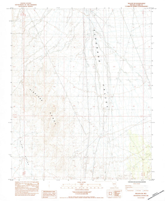 Classic USGS Nelson SW Nevada 7.5'x7.5' Topo Map Image