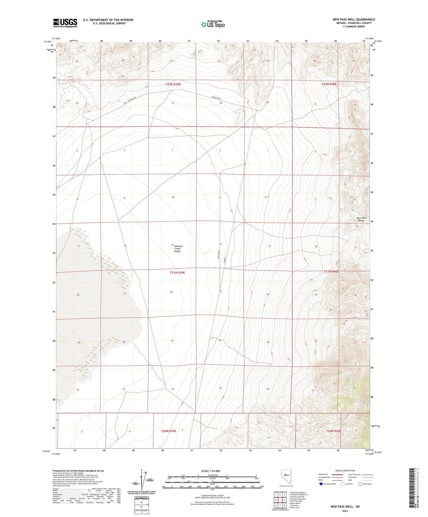 New Pass Well Nevada US Topo Map Image