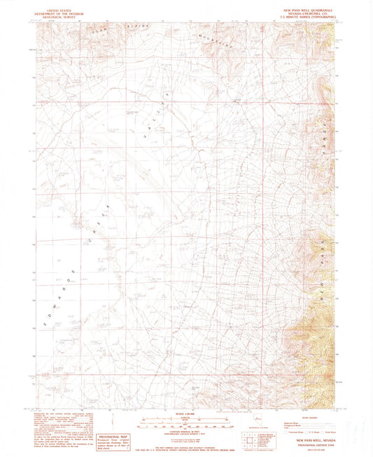 Classic USGS New Pass Well Nevada 7.5'x7.5' Topo Map Image