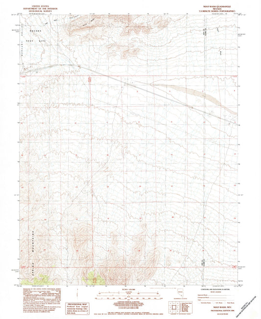 Classic USGS Niavi Wash Nevada 7.5'x7.5' Topo Map Image