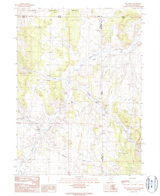 Classic USGS Nile Spring Nevada 7.5'x7.5' Topo Map Image