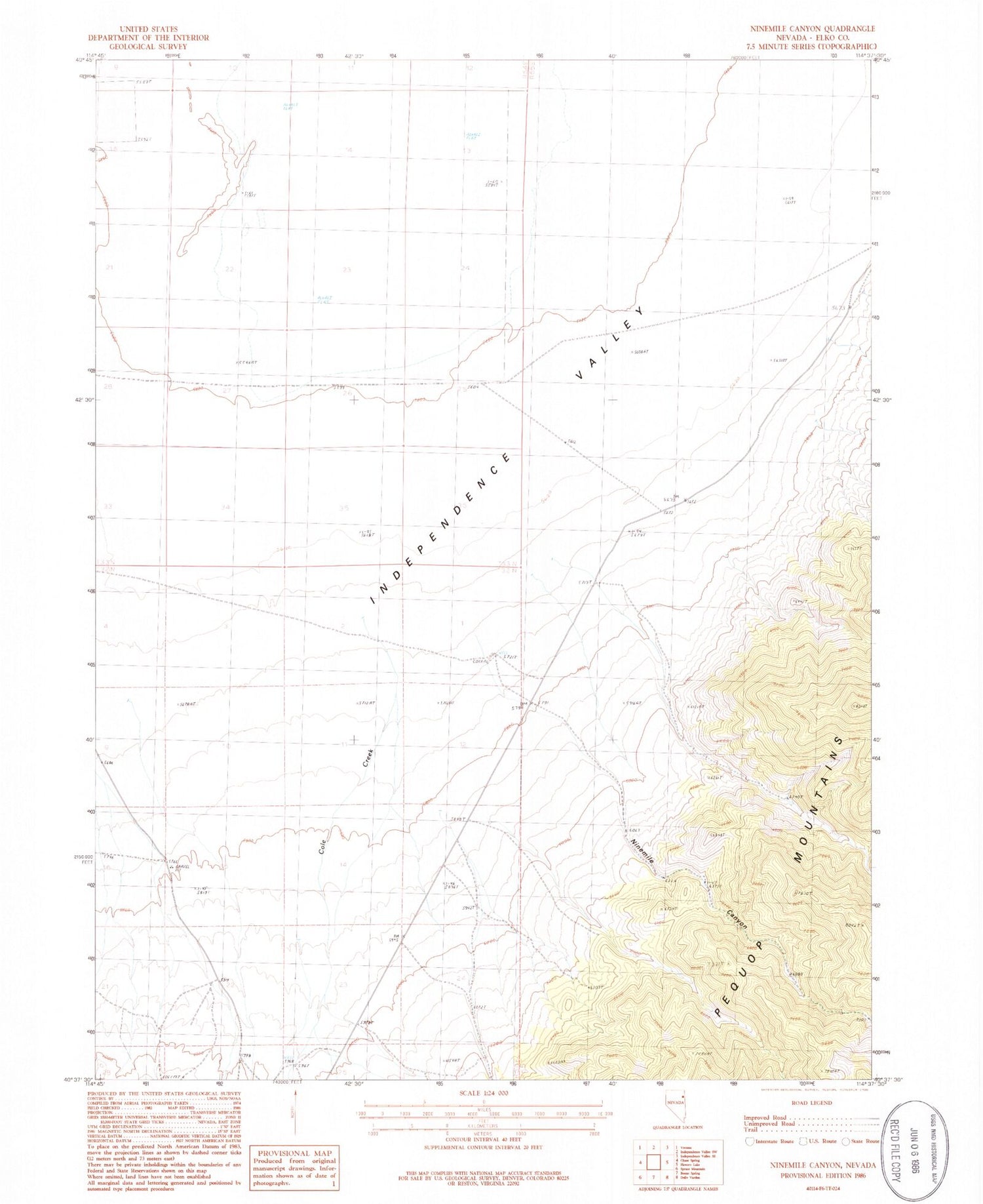 Classic USGS Ninemile Canyon Nevada 7.5'x7.5' Topo Map Image