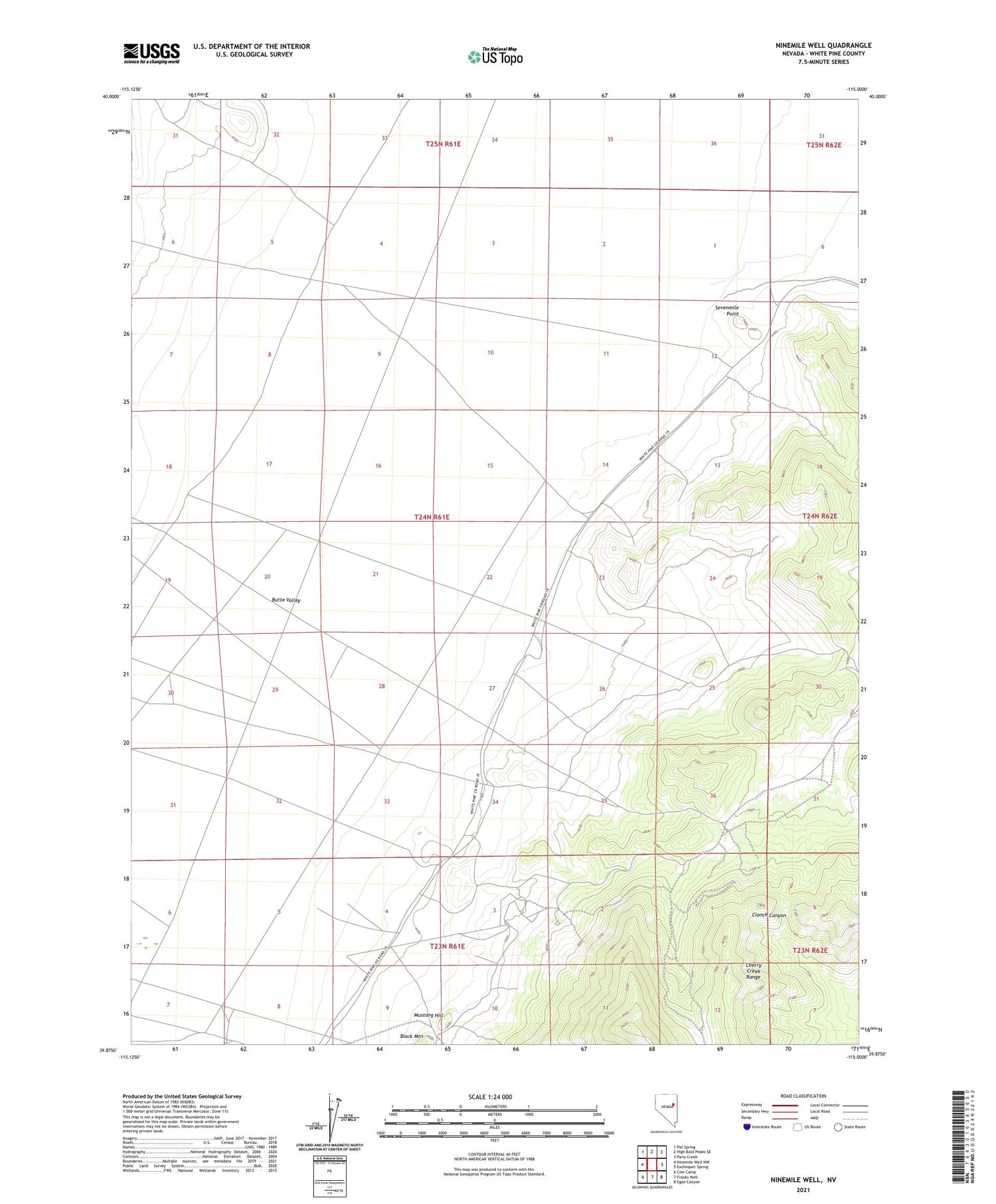 Ninemile Well Nevada US Topo Map Image