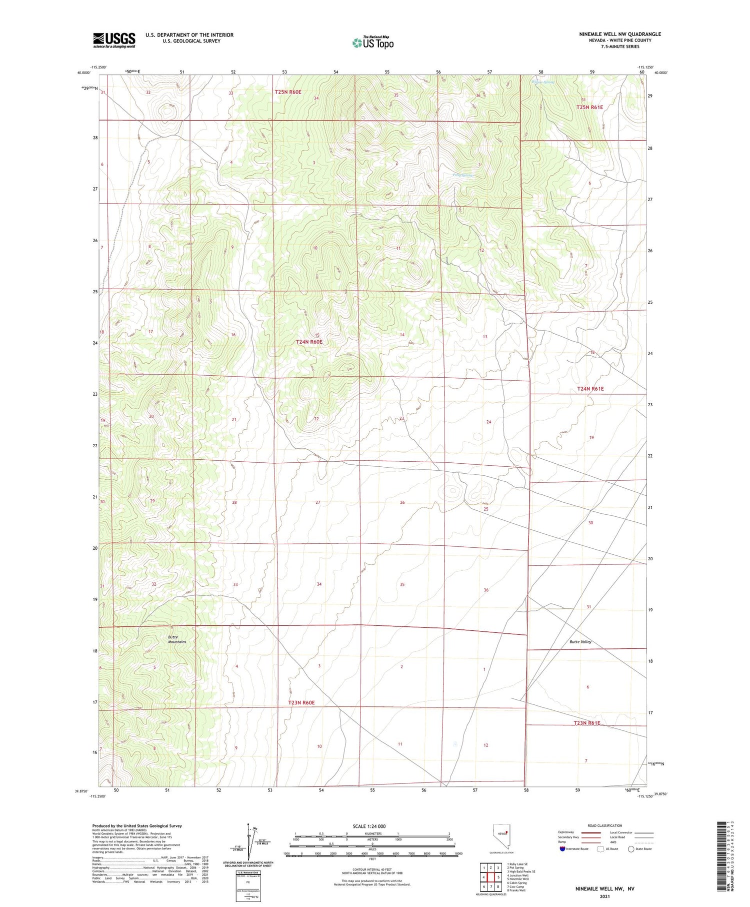 Ninemile Well NW Nevada US Topo Map Image