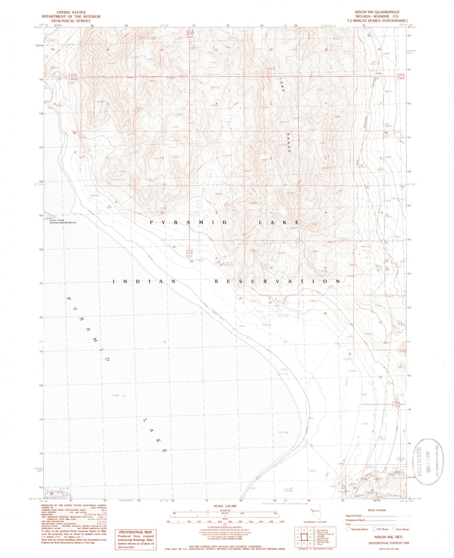 Classic USGS Nixon NW Nevada 7.5'x7.5' Topo Map Image