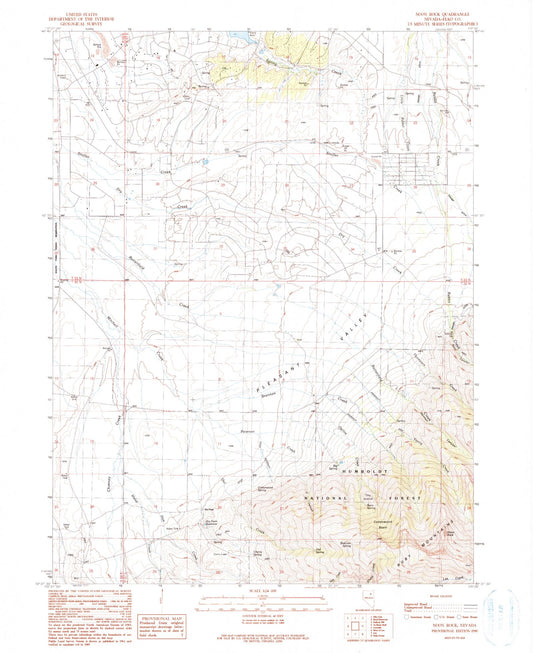 Classic USGS Noon Rock Nevada 7.5'x7.5' Topo Map Image