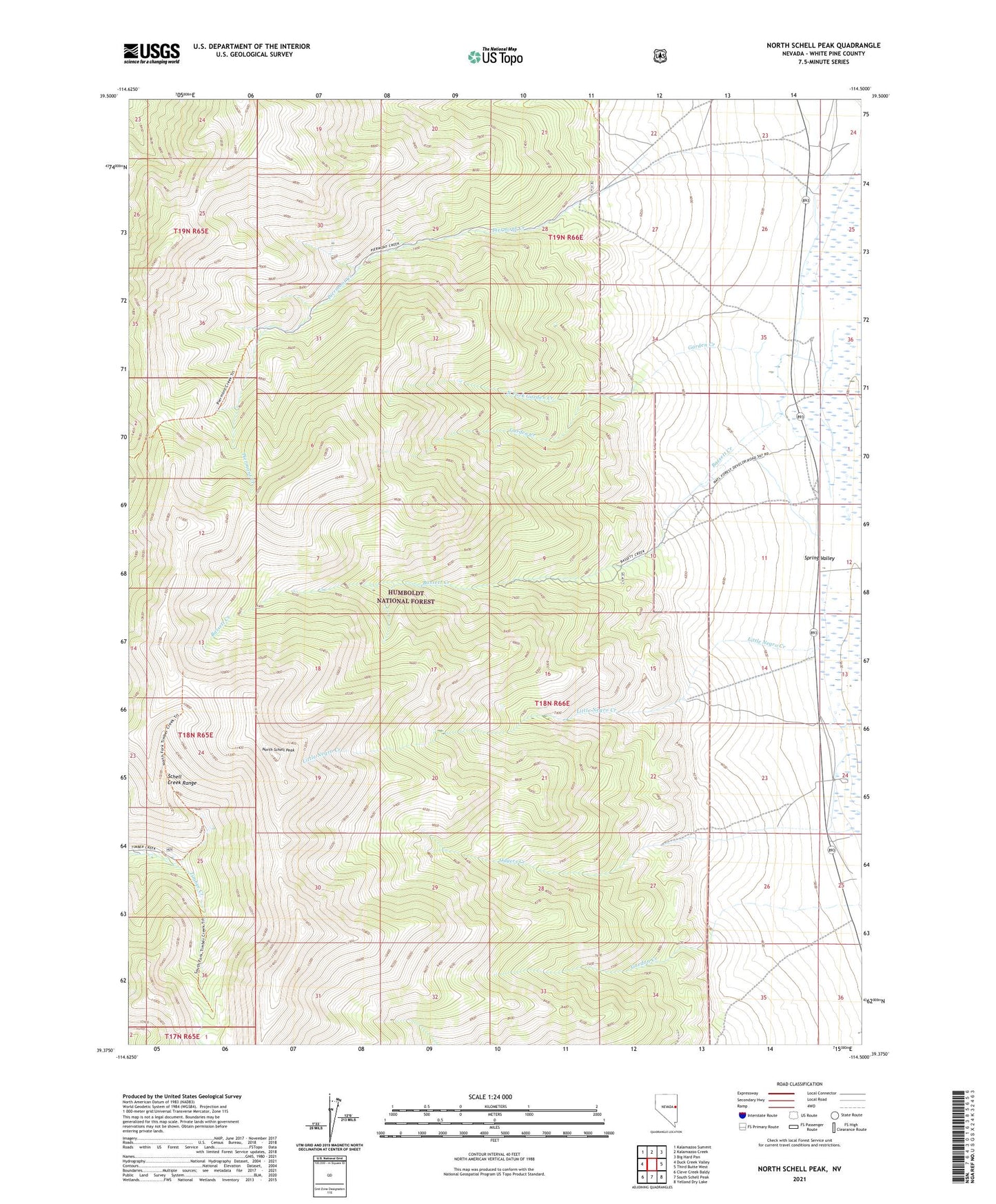 North Schell Peak Nevada US Topo Map Image