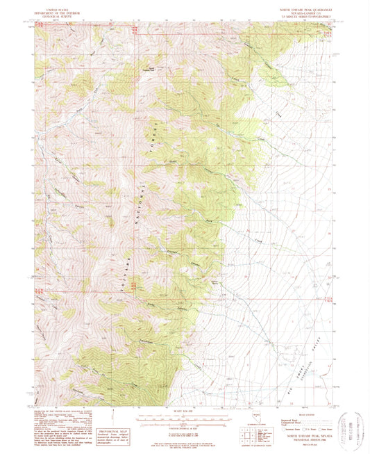 Classic USGS North Toiyabe Peak Nevada 7.5'x7.5' Topo Map Image