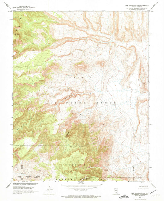 Classic USGS Oak Spring Butte Nevada 7.5'x7.5' Topo Map Image
