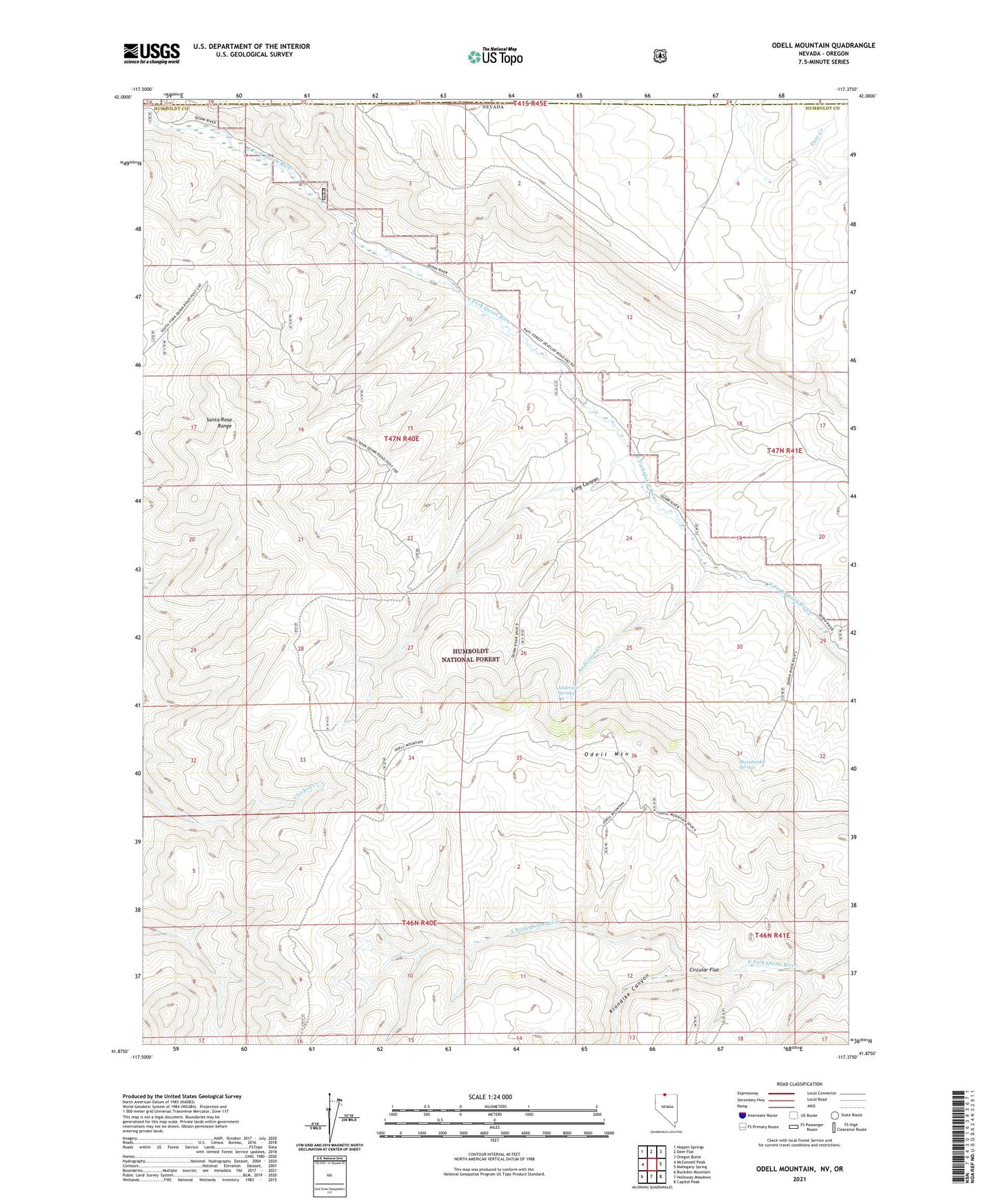 Odell Mountain Nevada US Topo Map Image
