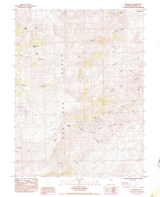 Classic USGS Olinghouse Nevada 7.5'x7.5' Topo Map Image