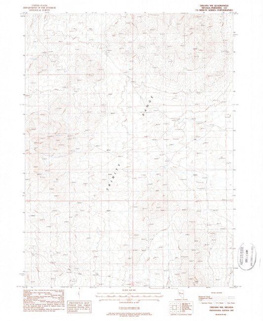 Classic USGS Oreana NW Nevada 7.5'x7.5' Topo Map Image