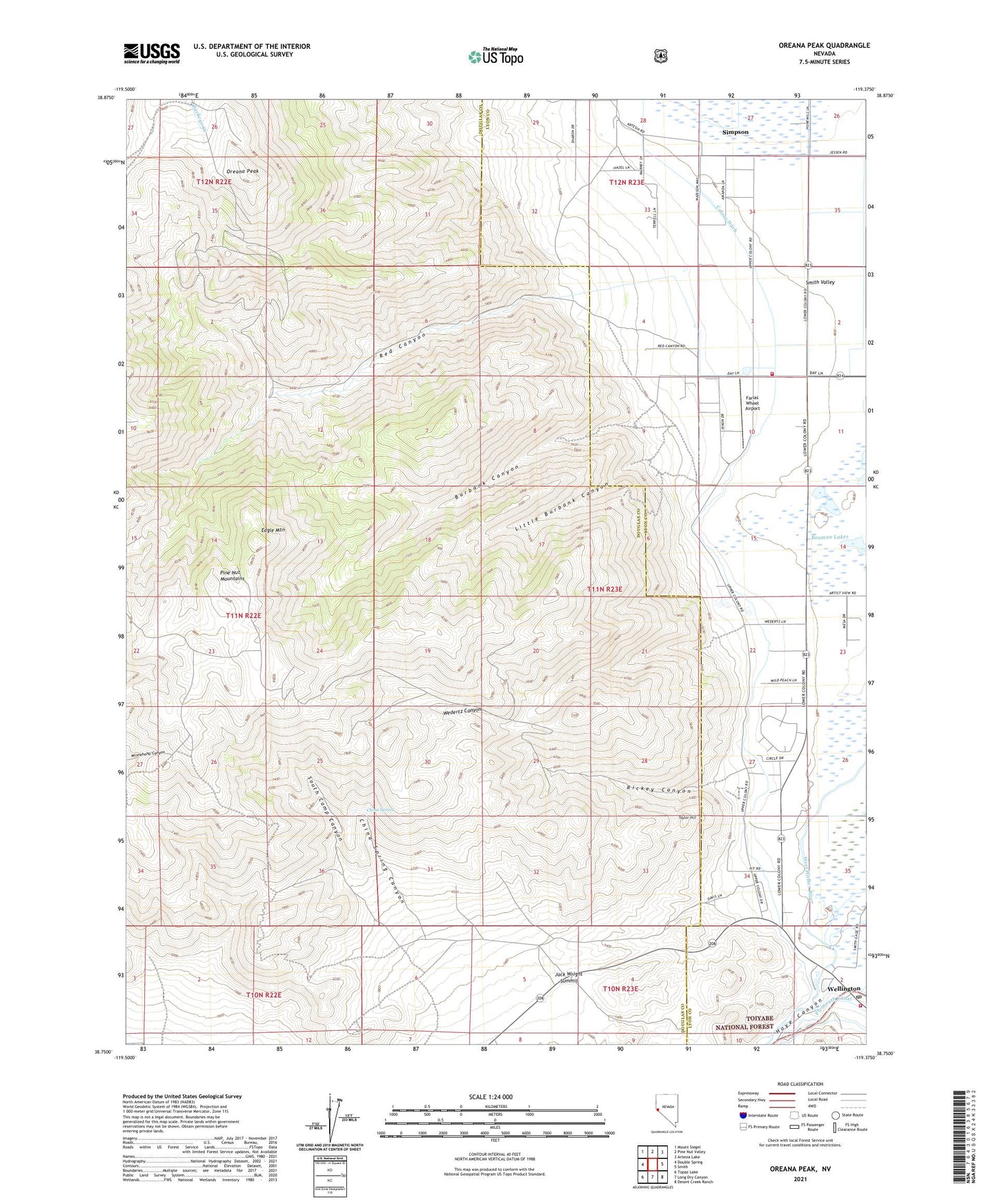 Oreana Peak Nevada US Topo Map Image
