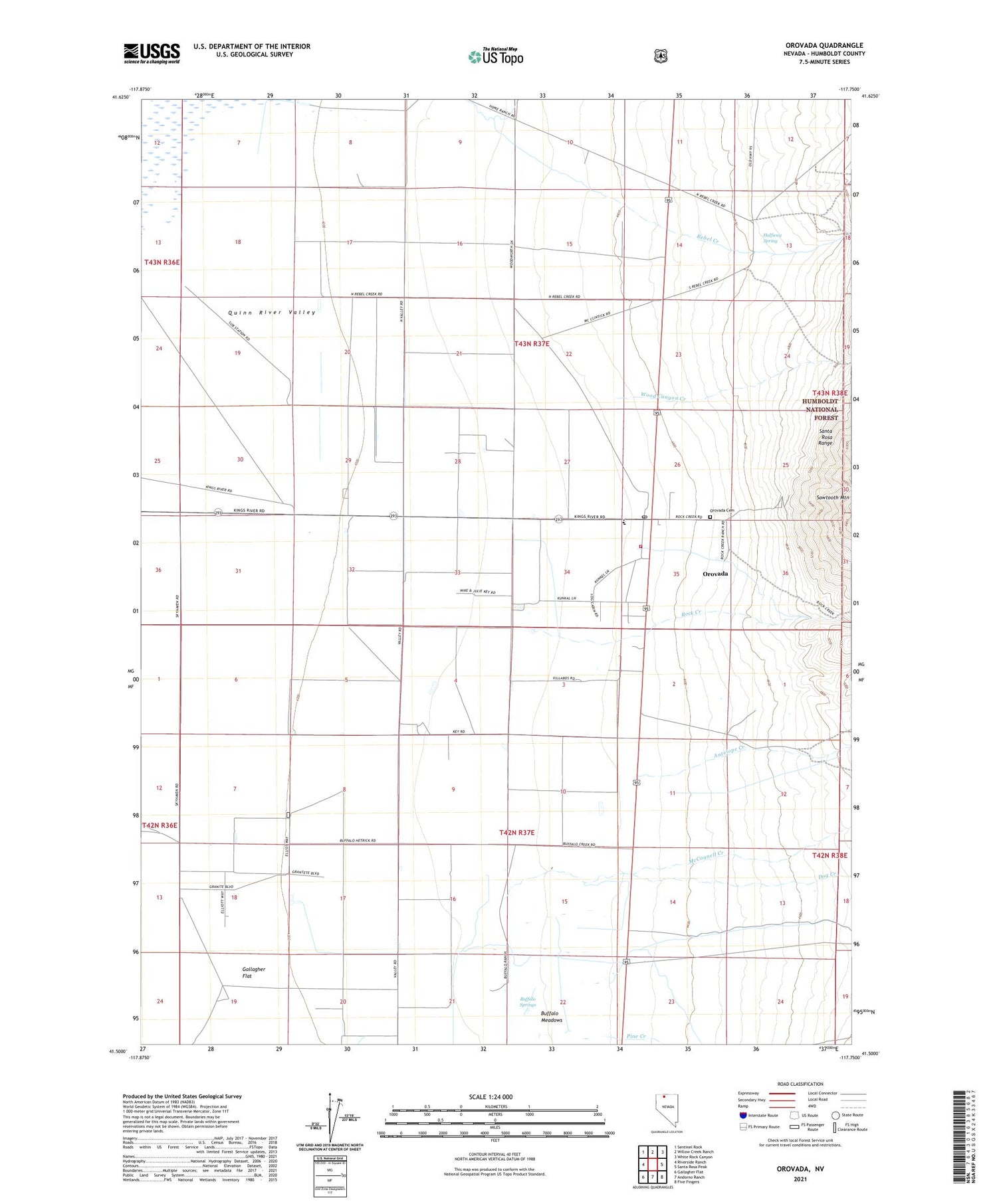 Orovada Nevada US Topo Map Image