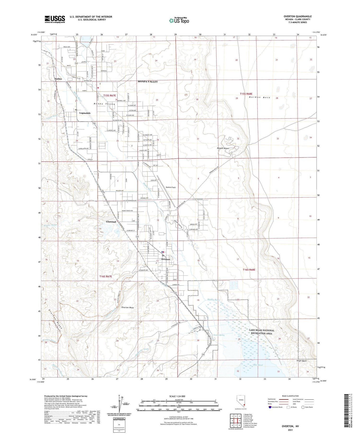Overton Nevada US Topo Map Image