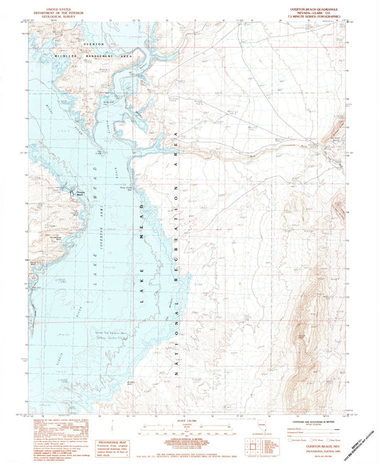 Classic USGS Overton Beach Nevada 7.5'x7.5' Topo Map Image