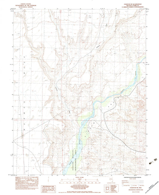 Classic USGS Overton NE Nevada 7.5'x7.5' Topo Map Image