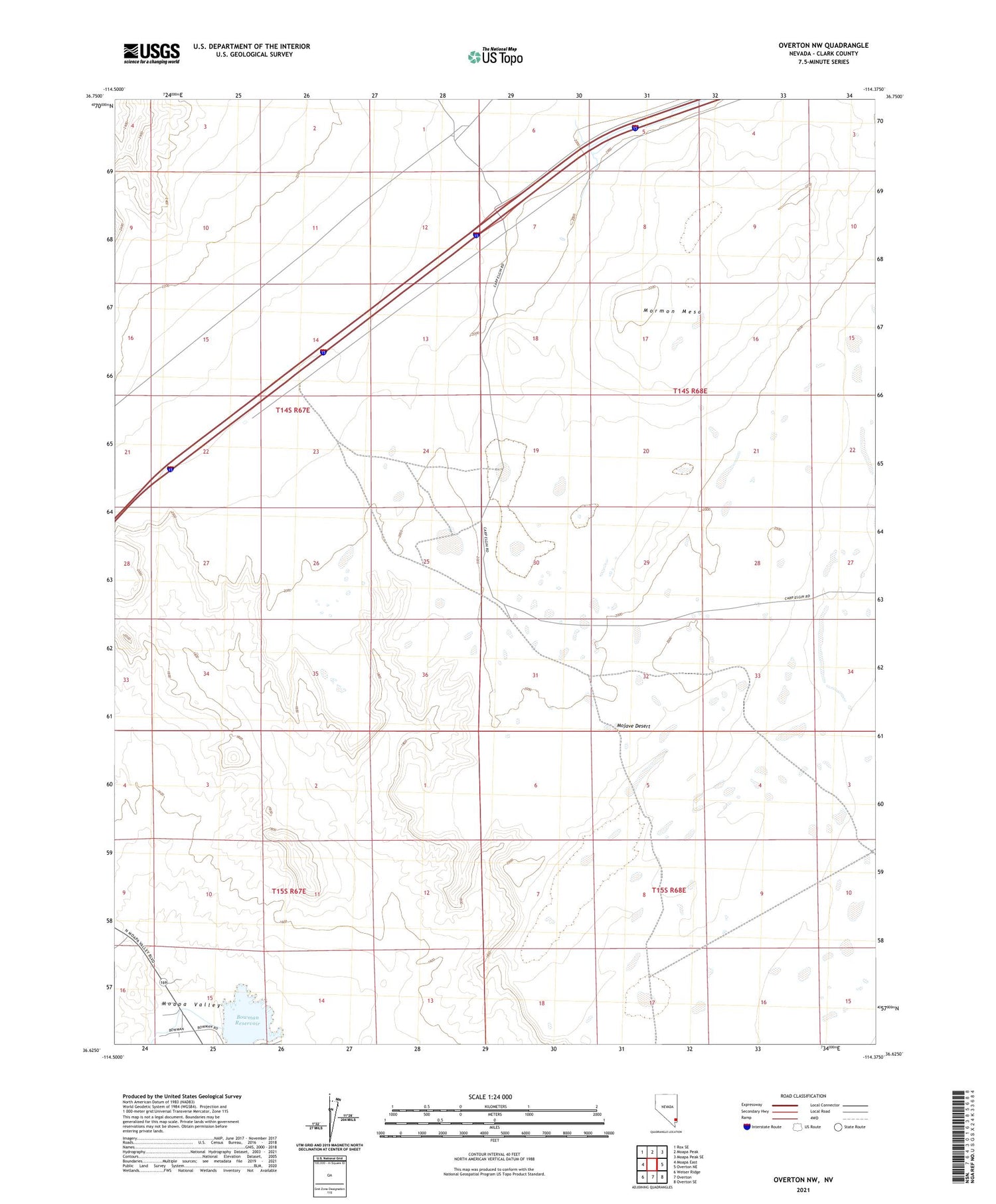 Overton NW Nevada US Topo Map Image