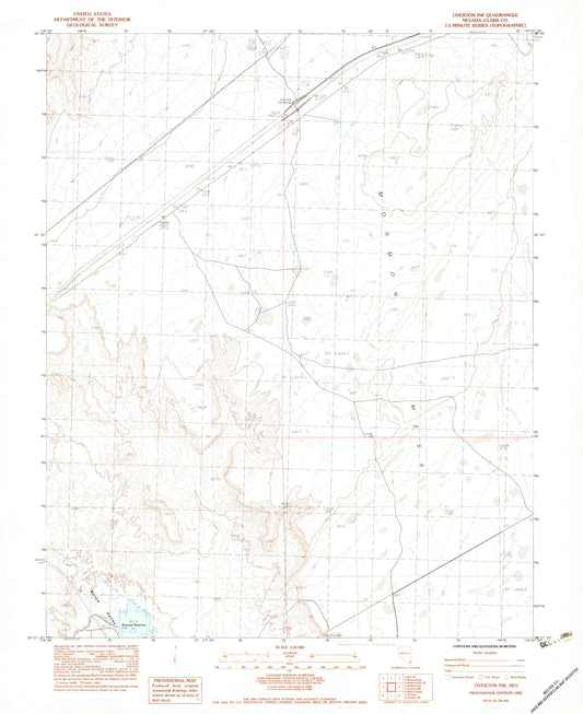 Classic USGS Overton NW Nevada 7.5'x7.5' Topo Map Image