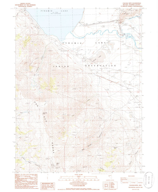 Classic USGS Pah Rah Mountain Nevada 7.5'x7.5' Topo Map Image