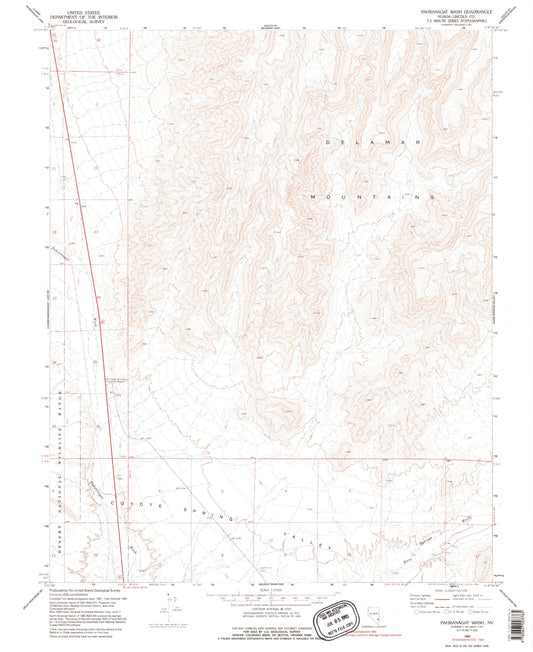 Classic USGS Pahranagat Wash Nevada 7.5'x7.5' Topo Map Image