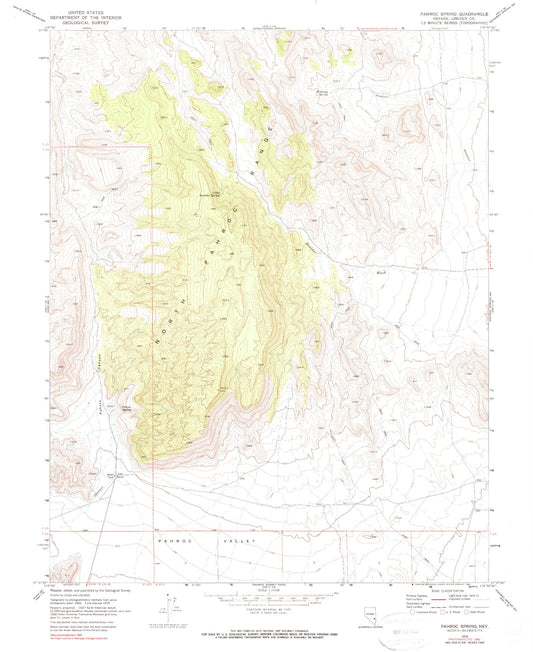Classic USGS Pahroc Spring Nevada 7.5'x7.5' Topo Map Image