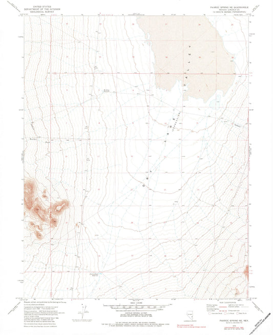 Classic USGS Pahroc Spring NE Nevada 7.5'x7.5' Topo Map Image