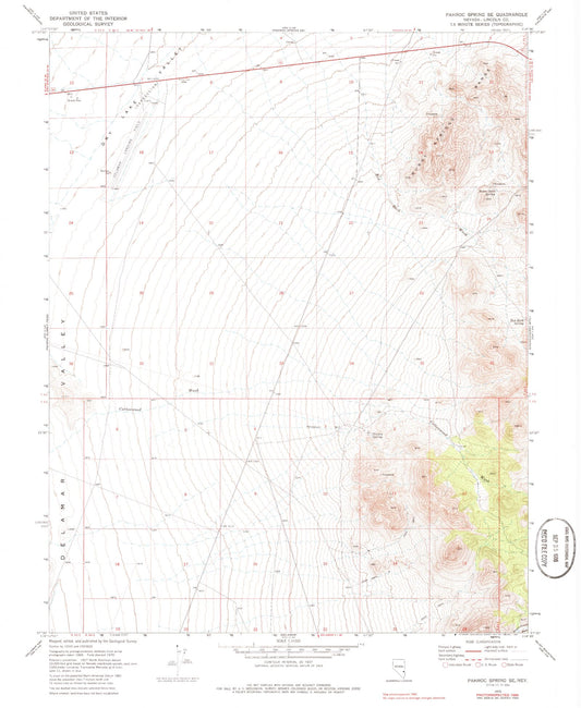 Classic USGS Pahroc Spring SE Nevada 7.5'x7.5' Topo Map Image