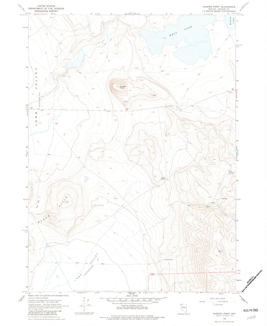 Classic USGS Painted Point Nevada 7.5'x7.5' Topo Map Image