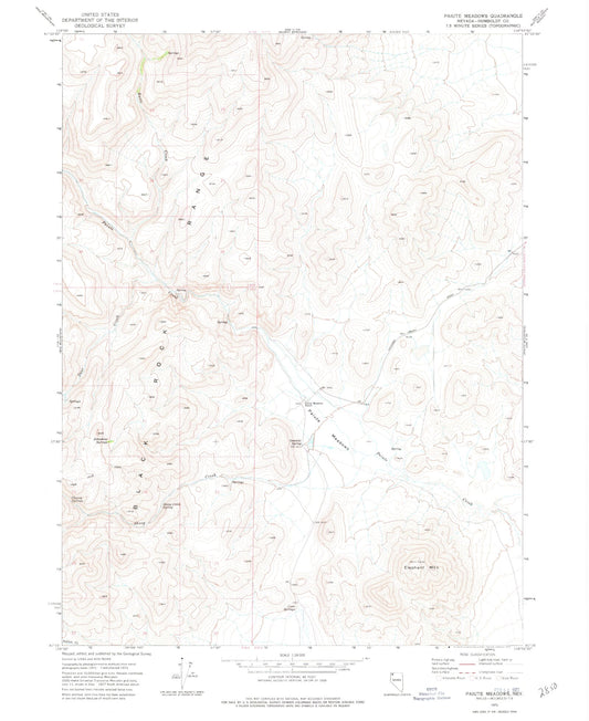 Classic USGS Paiute Meadows Nevada 7.5'x7.5' Topo Map Image