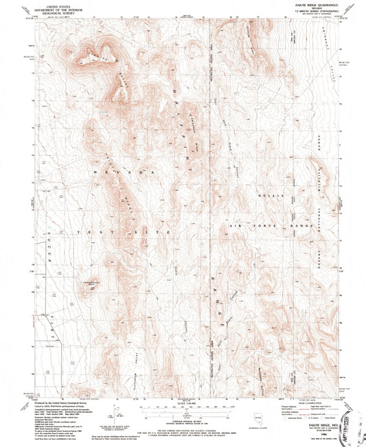Classic USGS Paiute Ridge Nevada 7.5'x7.5' Topo Map Image