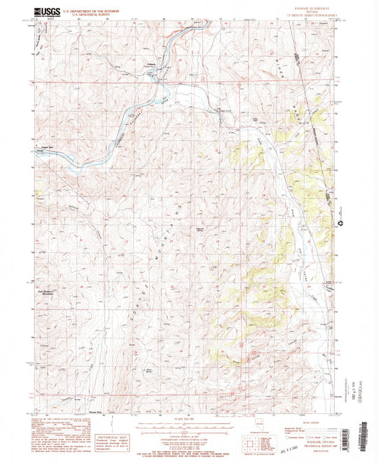 Classic USGS Palisade Nevada 7.5'x7.5' Topo Map Image