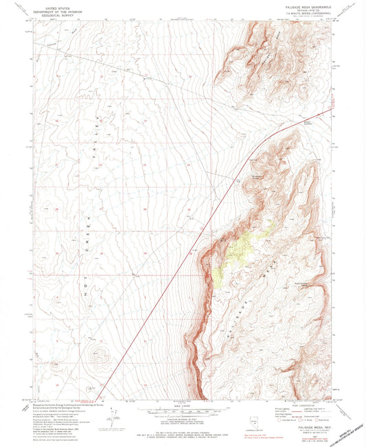 Classic USGS Palisade Mesa Nevada 7.5'x7.5' Topo Map Image
