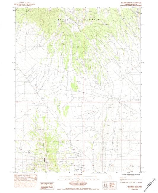 Classic USGS Palomino Ridge Nevada 7.5'x7.5' Topo Map Image
