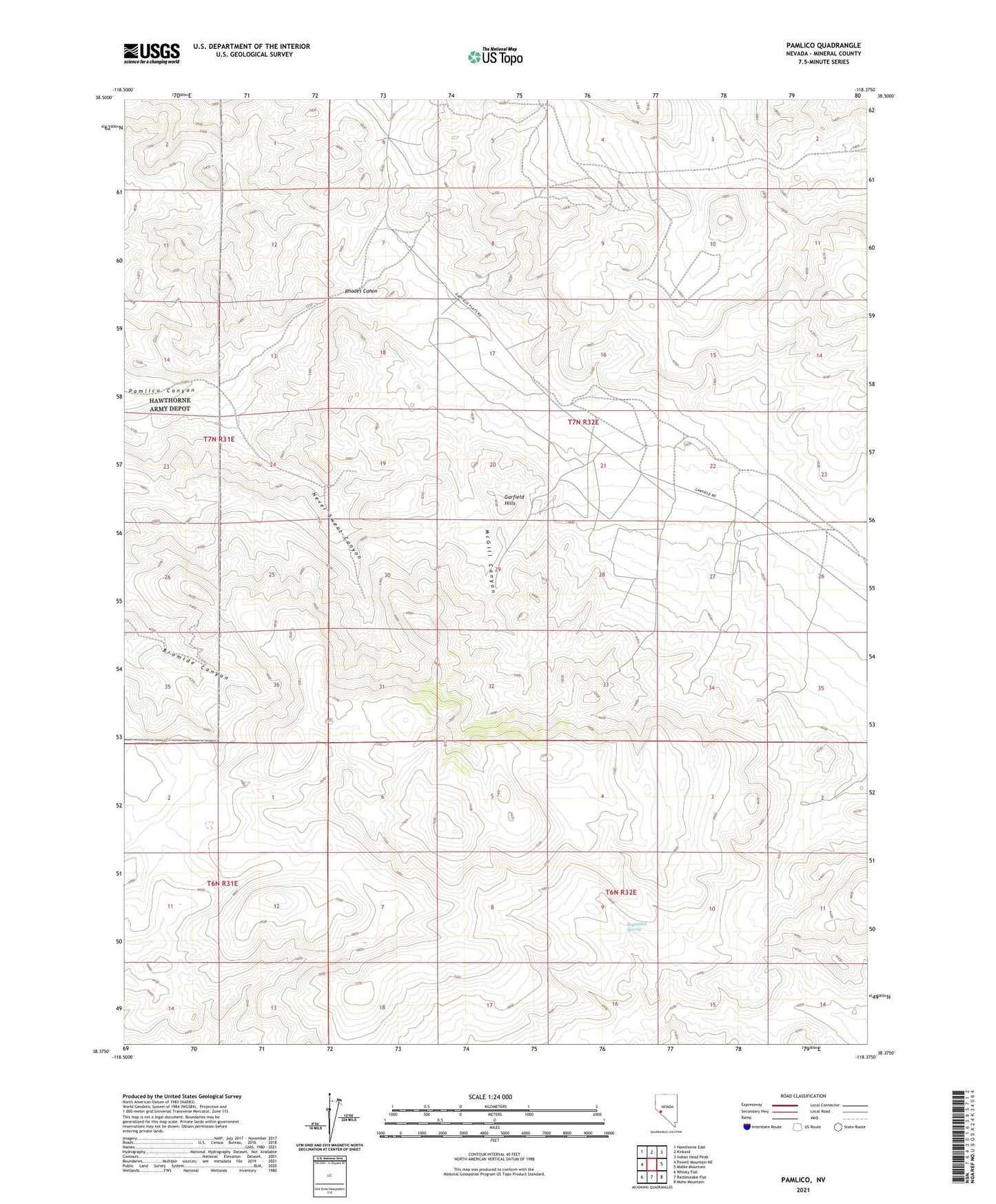 Pamlico Nevada US Topo Map Image