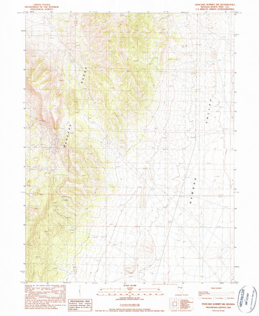 Classic USGS Pancake Summit SW Nevada 7.5'x7.5' Topo Map Image