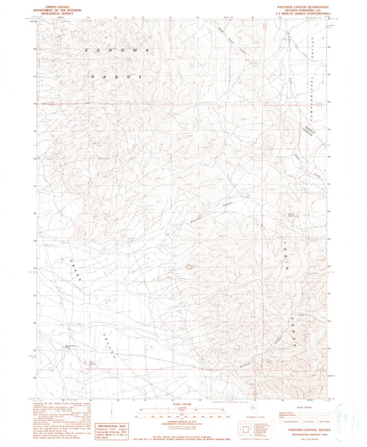 Classic USGS Panther Canyon Nevada 7.5'x7.5' Topo Map Image