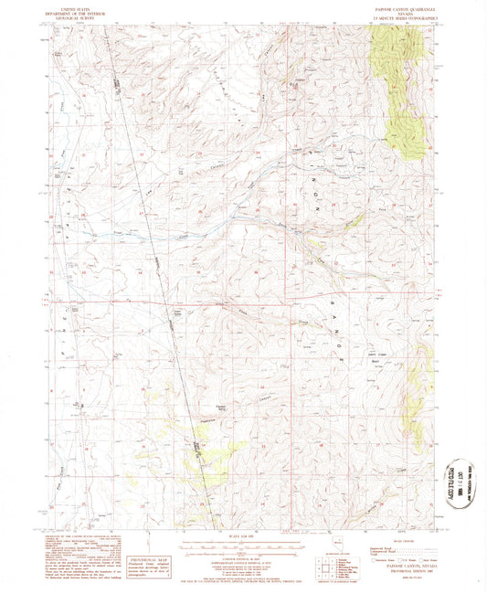 Classic USGS Papoose Canyon Nevada 7.5'x7.5' Topo Map Image