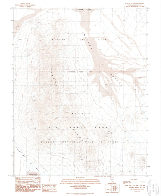 Classic USGS Papoose Range Nevada 7.5'x7.5' Topo Map Image