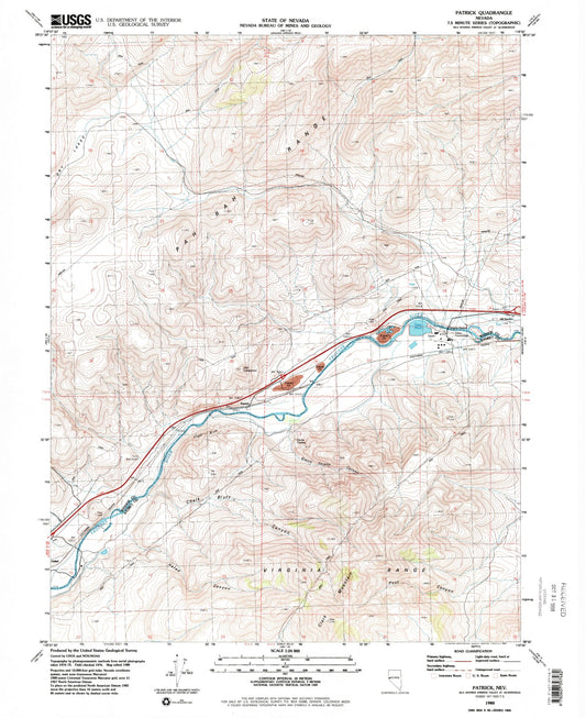 Classic USGS Patrick Nevada 7.5'x7.5' Topo Map Image